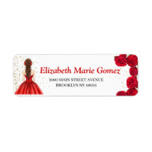Red Quinceañera Custom Return Address Label