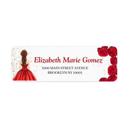 Red Quinceañera Custom Return Address Label