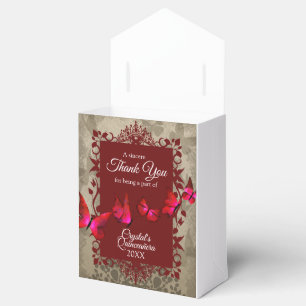 Red Quinceanera Gift Box with Butterflies