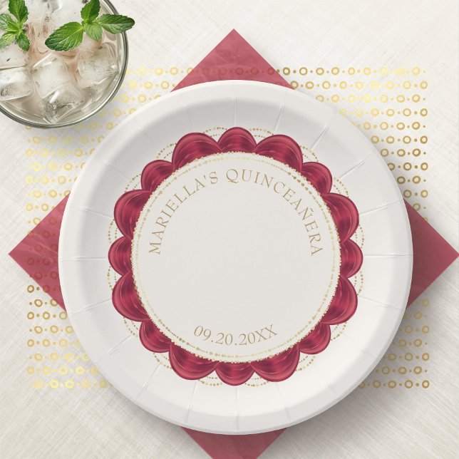 Red Quinceanera Paper Plates (Creator Uploaded)