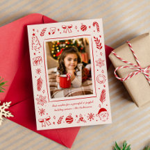 Red Quirky Whimsical Hand-Drawn Christmas Icons