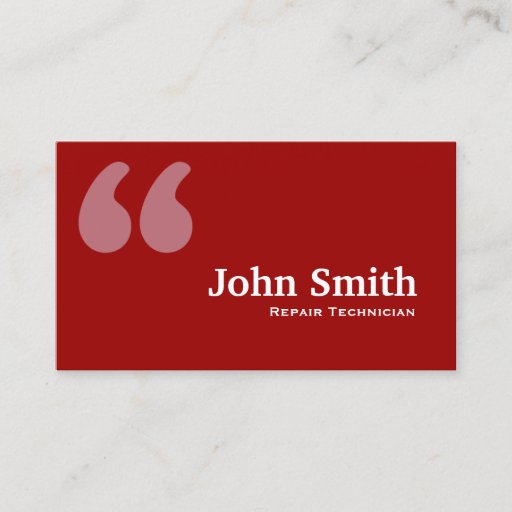 Customizable Red Quotes Repair Technician Business Card