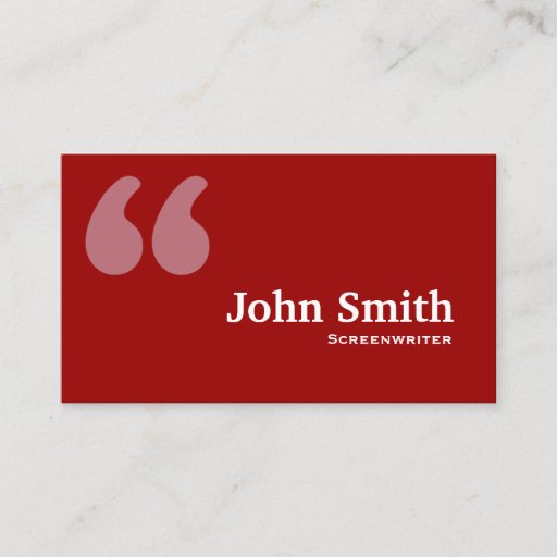 Customizable Red Quotes Screenwriter Business Card