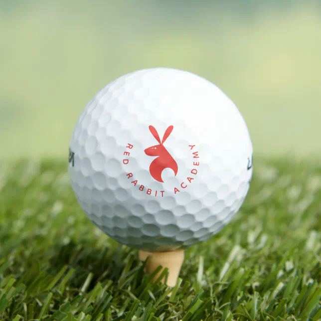 Red Rabbit Icon & Curved Text Template Golf Balls | Zazzle