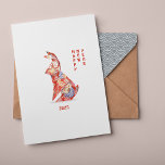 Red Rabbit origami Year of the Rabbit 2023 Card<br><div class="desc">Red Rabbit origami with flowers symbol of Chinese new year 2023</div>