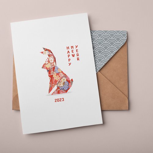 Red Rabbit origami Year of the Rabbit 2023 Card