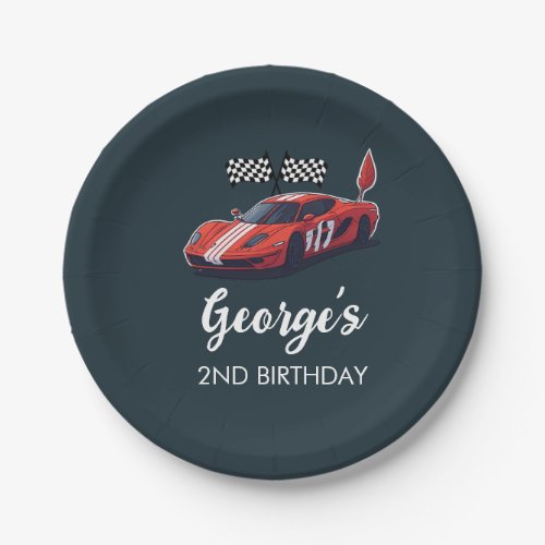 Red Race Car 2nd Birthday Paper Plates