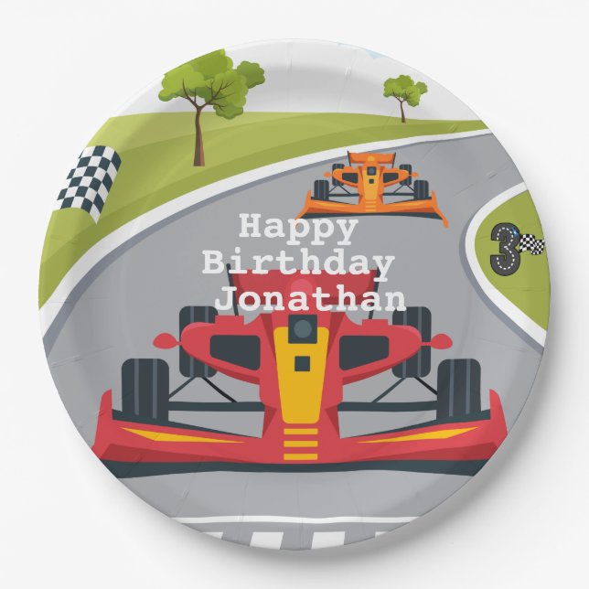 Red Race Car 3rd Birthday Party    Paper Plates (Front)