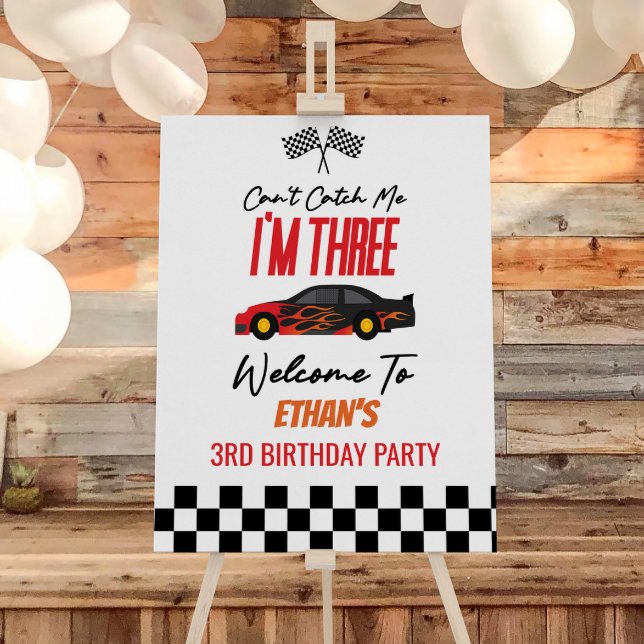 Red Race Car 3rd Birthday Party Welcome Sign (Creator Uploaded)