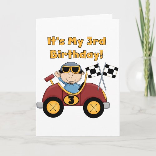 Red Race Car 3rd Birthday Tshirts and Gifts Card