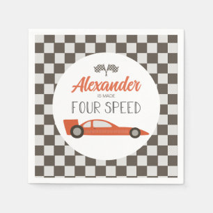 Red Race Car 4th Birthday Napkins