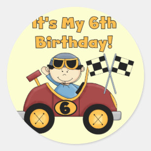 Red Race Car 6th Birthday T-shirts and gifts Classic Round Sticker