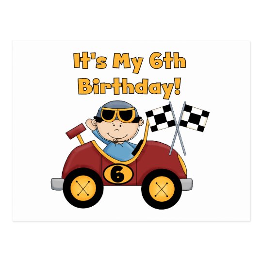 Red Race Car 6th Birthday T-shirts and gifts Postcard