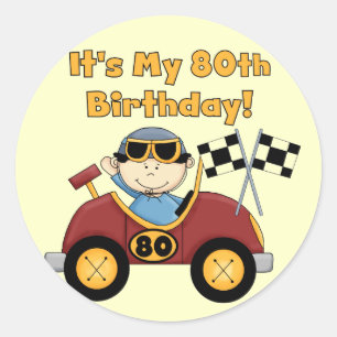 Red Race Car 80th Birthday stickers