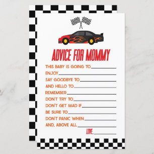Red Race Car Advice Baby Shower Game Activity