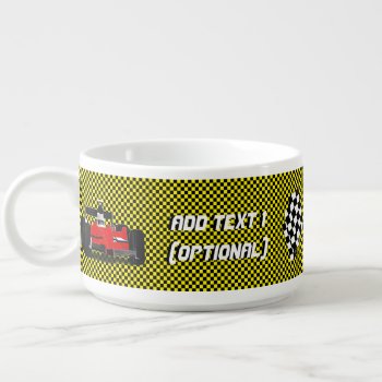 Red Race Car And Checkered Flags Bowl by gravityx9 at Zazzle
