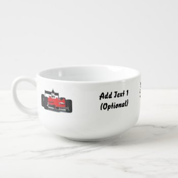 Red Race Car And Checkered Flags Soup Mug by gravityx9 at Zazzle