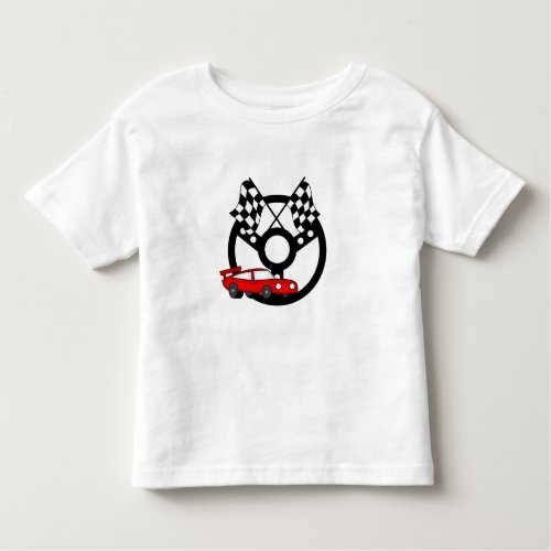 Red Race Car and Flags Toddler T_shirt