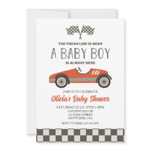 Red Race Car Baby Shower Invitation