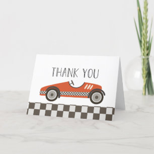 Red Race Car Baby Shower Letterpress Thank You Card