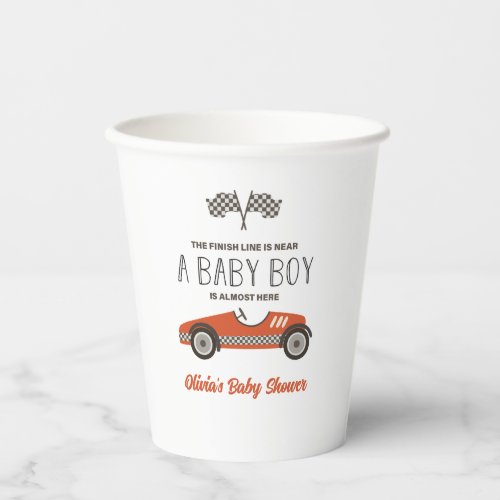 Red Race Car Baby Shower Paper Cups