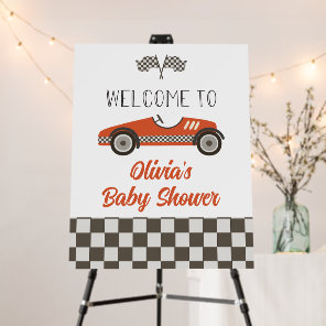 Red Race Car Baby Shower Welcome Foam Board