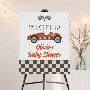 Red Race Car Baby Shower Welcome Foam Board
