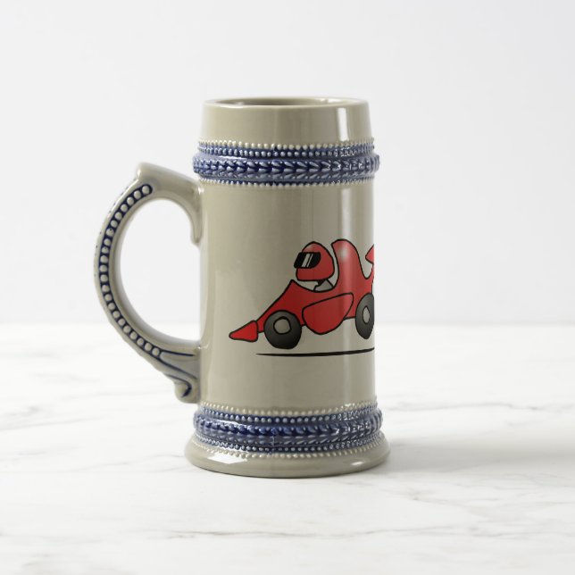 Red race car beer stein (Left)