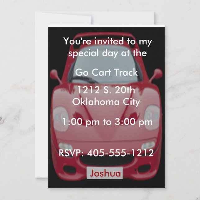 Red Race Car Birthday Invitation (Front)
