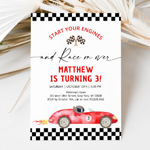 Red Race Car Birthday Invitation