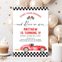 Red Race Car Birthday Invitation