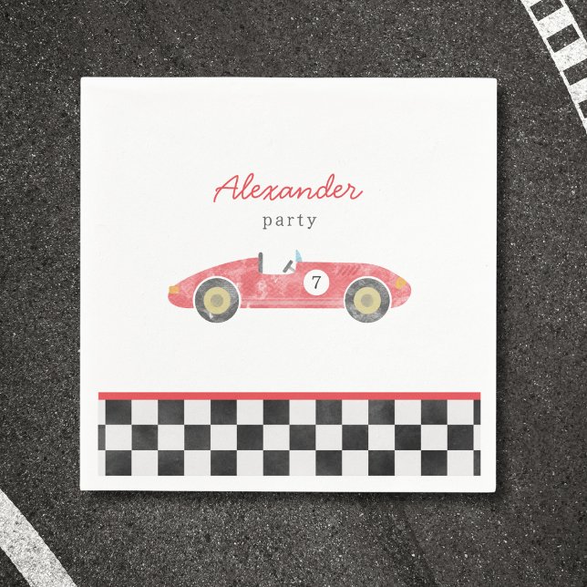 Red race car birthday napkins (Creator Uploaded)