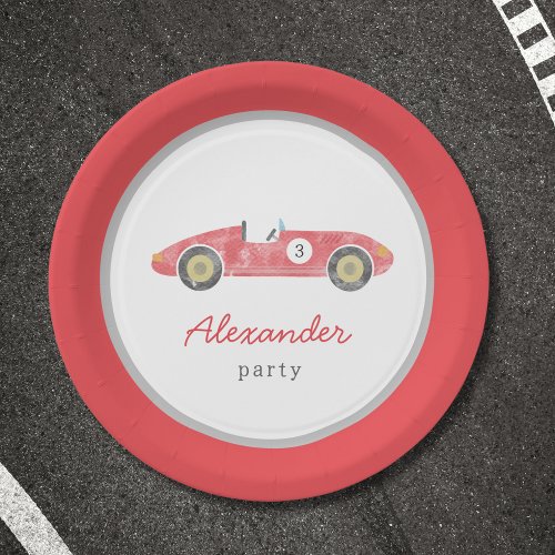 Red race car birthday paper plates