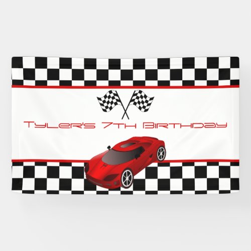 Red Race Car Birthday Party Banner