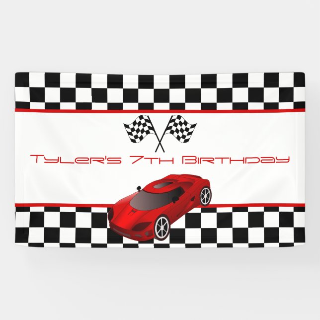 Red Race Car Birthday Party Banner (Horizontal)