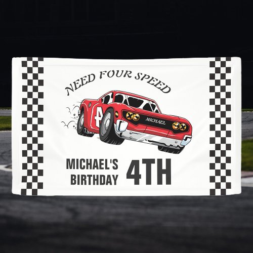 Red Race Car Birthday Party Banner