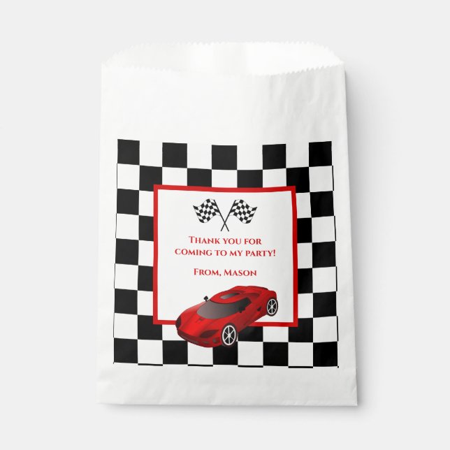 Red Race Car | Birthday Party Favor Bags (Front)