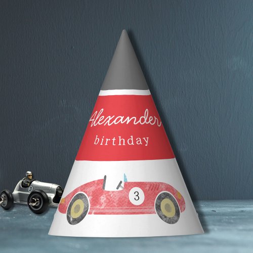 Red race car birthday party hat
