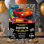 Red Race Car Birthday Party Invitation