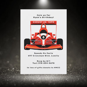 Red Race Car Birthday Party Invitation