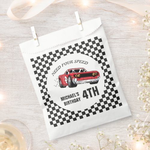 Red Race Car Birthday Party Invitation Favor Bag