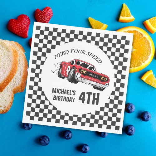 Red Race Car Birthday Party Invitation Napkins