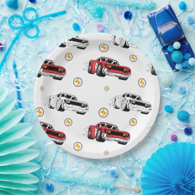 Red Race Car Birthday Party Invitation Paper Plates (Party)