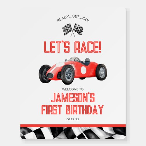 Red Race Car Birthday Party Welcome Sign