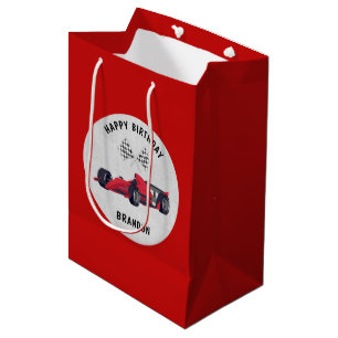 Red Race Car Birthday Personalized Medium Gift Bag
