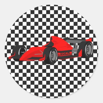 Red Race Car Birthday Sticker by Hannahscloset at Zazzle