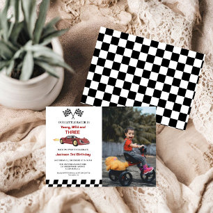 Red Race Car Boy 3rd Birthday Party Invitation