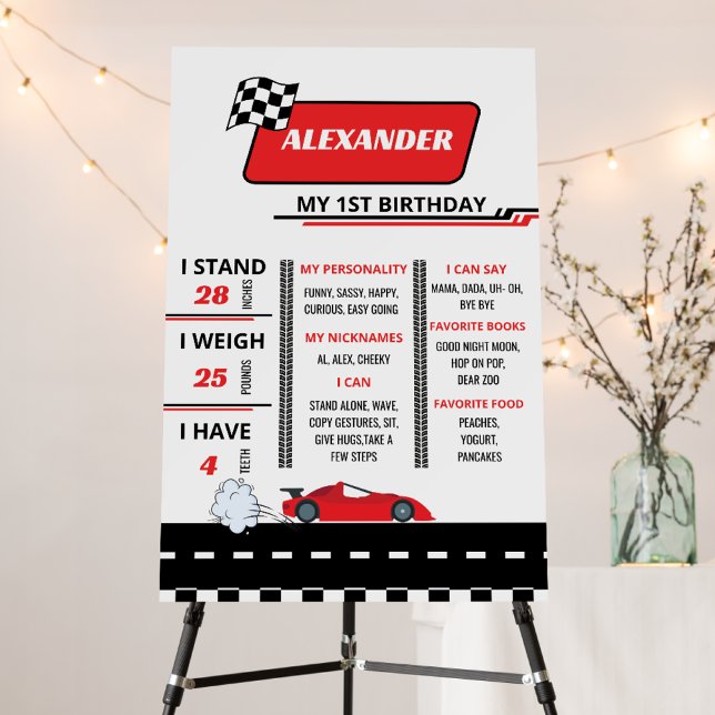 Red race car boy first birthday milestone  foam board (Creator Uploaded)