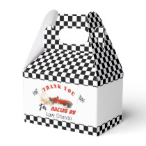 Red race car Boy racing birthday thank you Favor Boxes