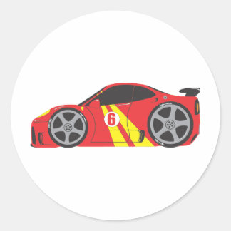 Red Race Car Classic Round Sticker